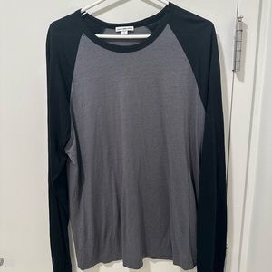 James Perse Long Sleeve Recycled Lotus Two Tone Raglan Pullover Size 2 like new